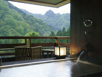 Japanese style twin bed room with open air bath