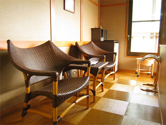 Japanese style twin bed room with open air bath