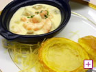 Fish dish: Shrimp in white sauce, inside the pie